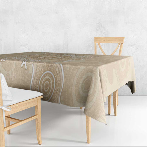 Beige Australia Lizard With Aboriginal Art Tablecloth