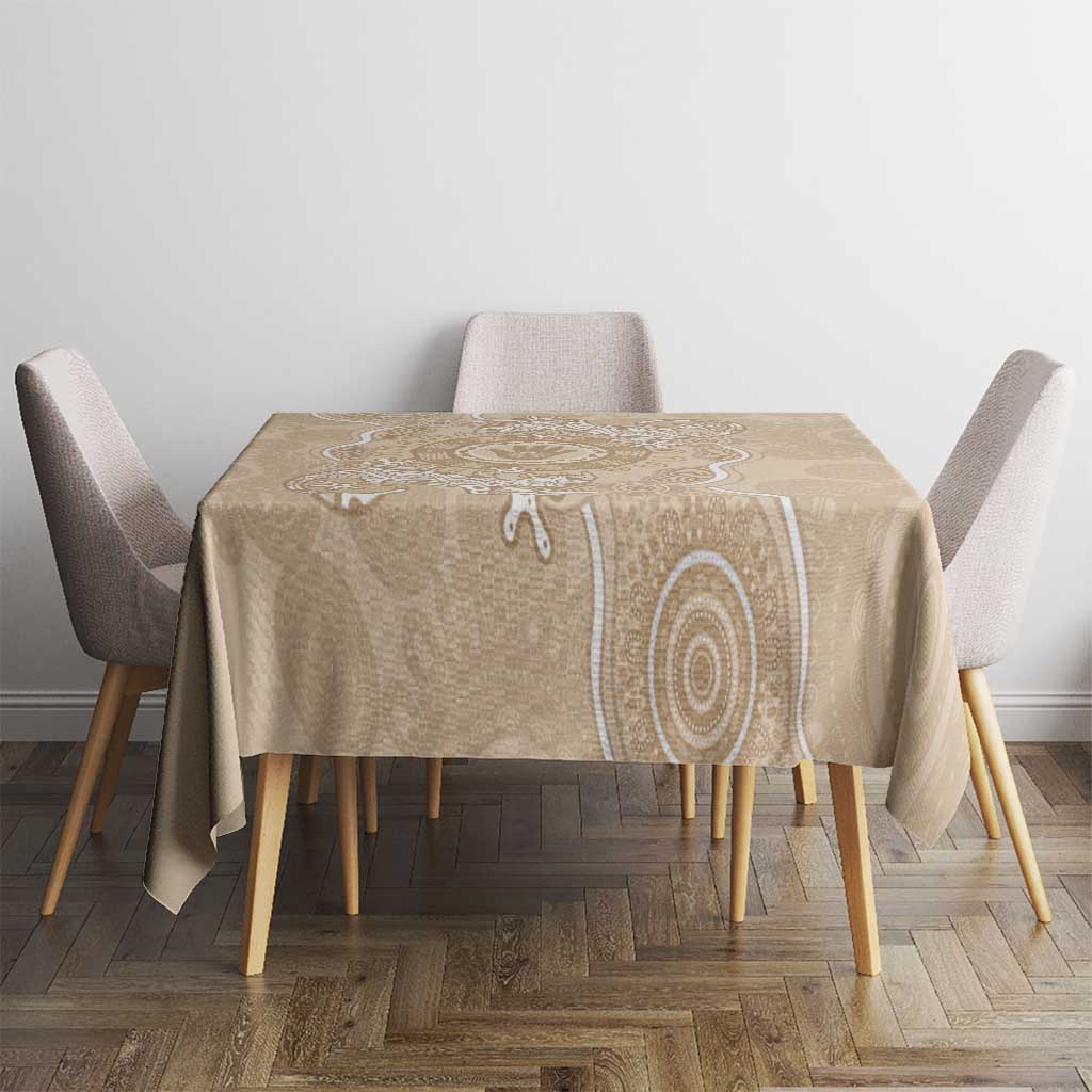 Beige Australia Lizard With Aboriginal Art Tablecloth