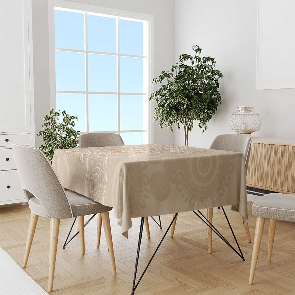 Beige Australia Lizard With Aboriginal Art Tablecloth
