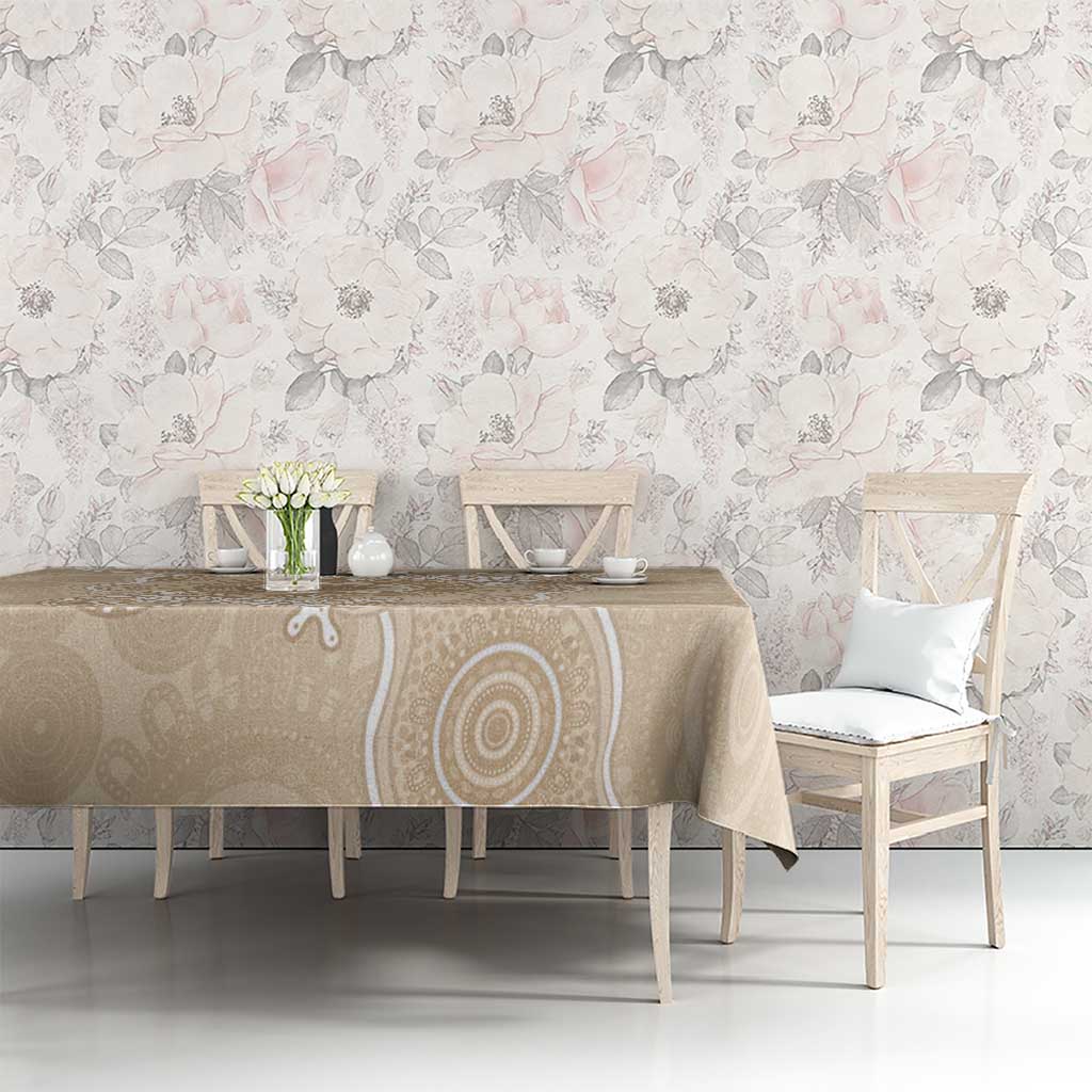 Beige Australia Lizard With Aboriginal Art Tablecloth