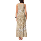 Beige Australia Lizard With Aboriginal Art Tank Maxi Dress
