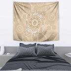 Beige Australia Lizard With Aboriginal Art Tapestry
