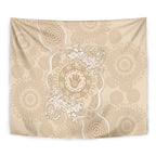 Beige Australia Lizard With Aboriginal Art Tapestry