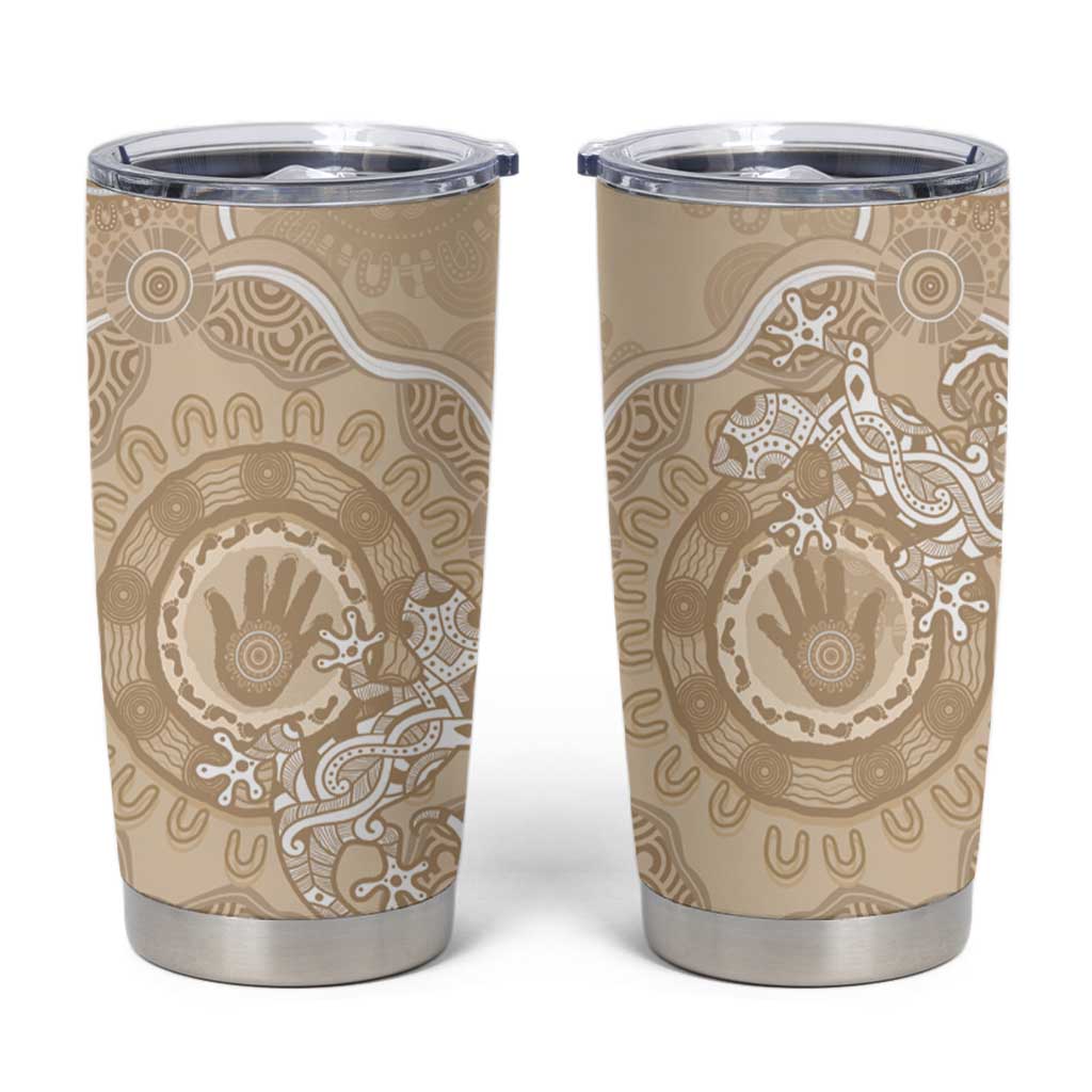 Beige Australia Lizard With Aboriginal Art Tumbler Cup
