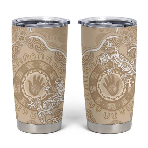 Beige Australia Lizard With Aboriginal Art Tumbler Cup