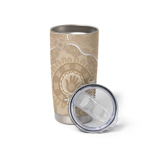 Beige Australia Lizard With Aboriginal Art Tumbler Cup