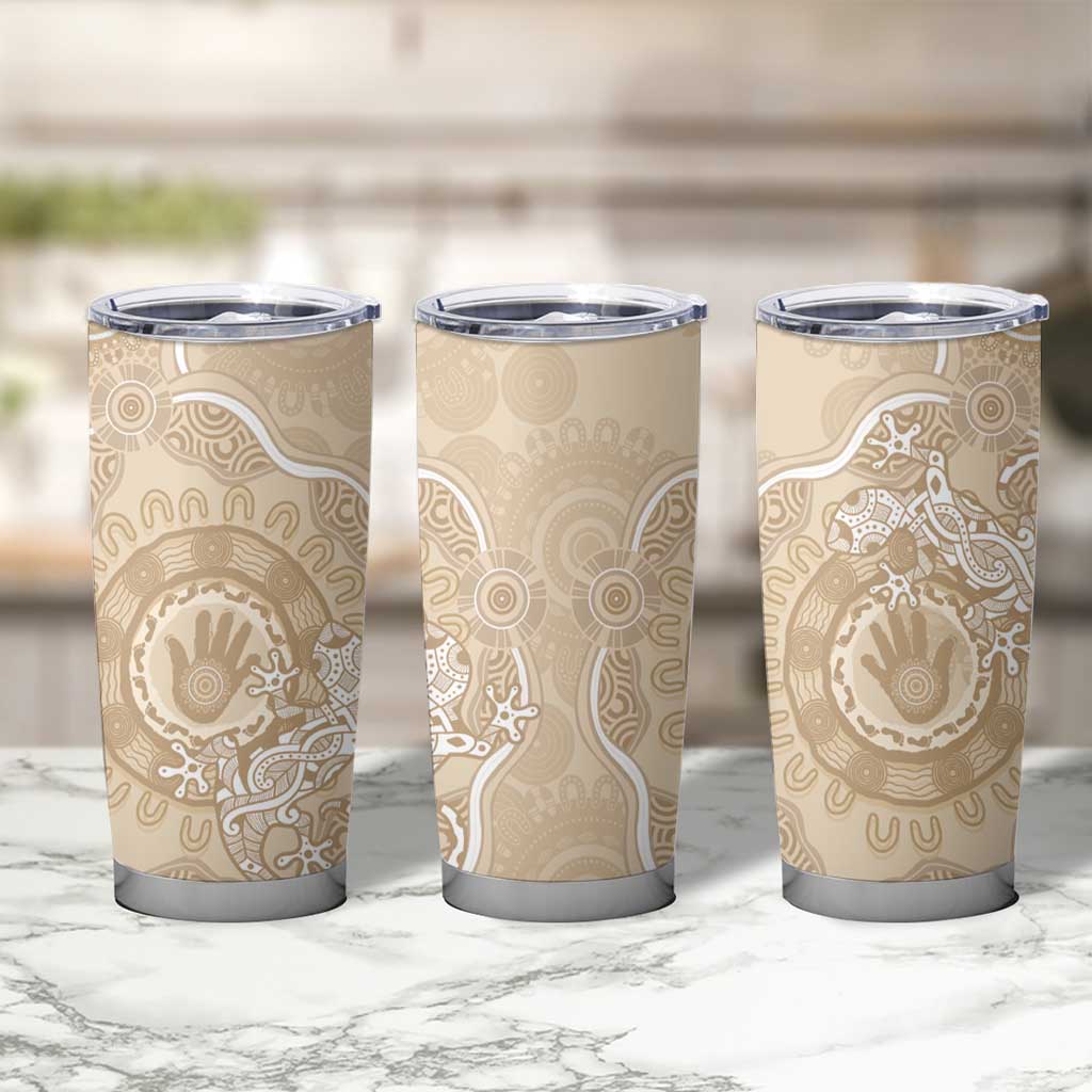 Beige Australia Lizard With Aboriginal Art Tumbler Cup