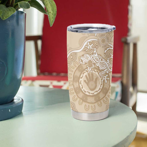 Beige Australia Lizard With Aboriginal Art Tumbler Cup