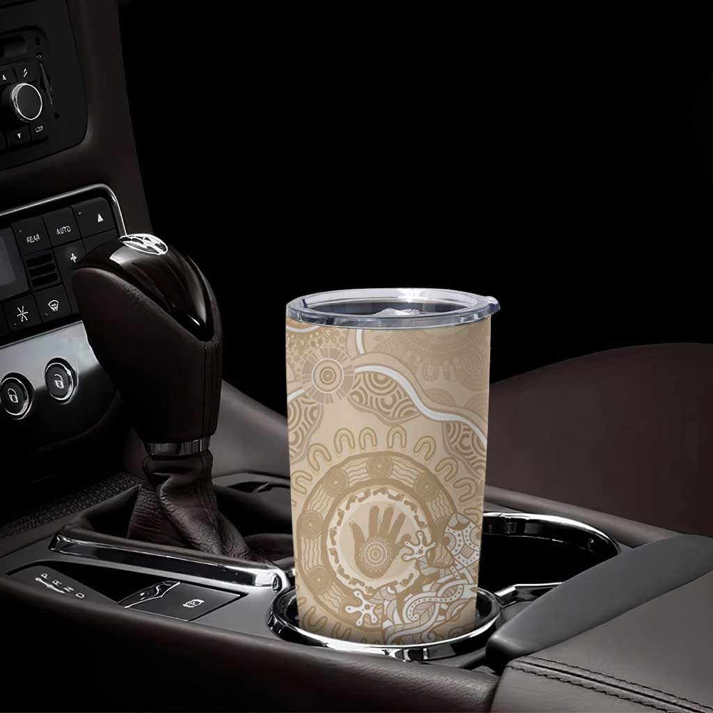 Beige Australia Lizard With Aboriginal Art Tumbler Cup