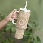 Beige Australia Lizard With Aboriginal Art Tumbler With Handle