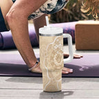 Beige Australia Lizard With Aboriginal Art Tumbler With Handle
