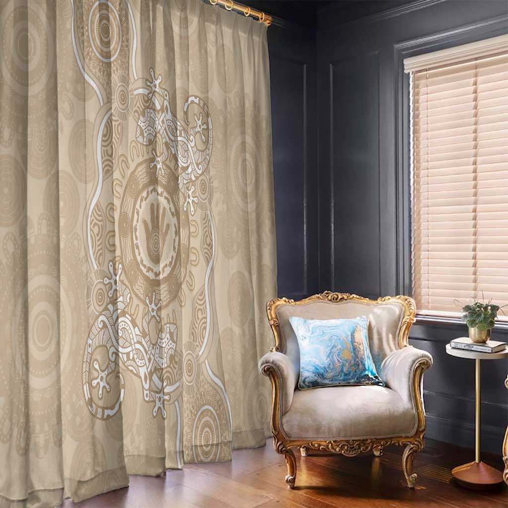 Beige Australia Lizard With Aboriginal Art Window Curtain