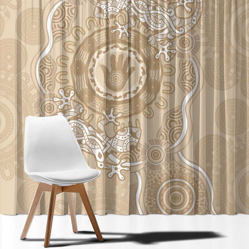 Beige Australia Lizard With Aboriginal Art Window Curtain