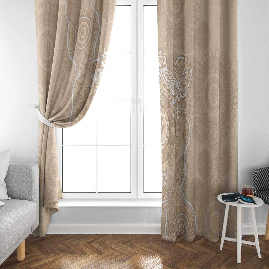 Beige Australia Lizard With Aboriginal Art Window Curtain