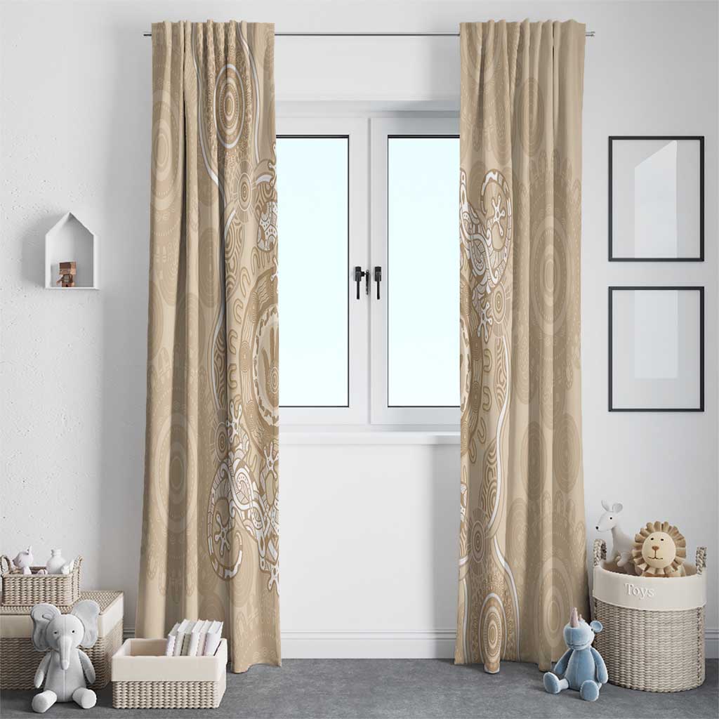 Beige Australia Lizard With Aboriginal Art Window Curtain