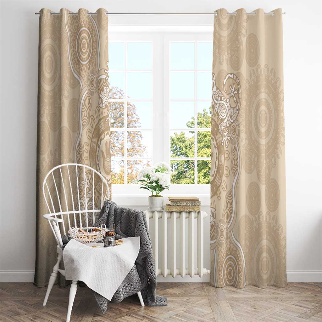 Beige Australia Lizard With Aboriginal Art Window Curtain
