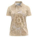 Beige Australia Lizard With Aboriginal Art Women Polo Shirt