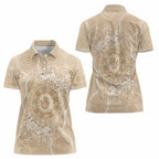 Beige Australia Lizard With Aboriginal Art Women Polo Shirt