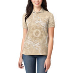 Beige Australia Lizard With Aboriginal Art Women Polo Shirt