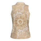 Beige Australia Lizard With Aboriginal Art Women Sleeveless Polo Shirt