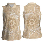 Beige Australia Lizard With Aboriginal Art Women Sleeveless Polo Shirt