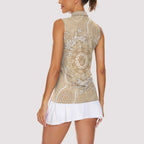 Beige Australia Lizard With Aboriginal Art Women Sleeveless Polo Shirt