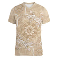 Beige Australia Lizard With Aboriginal Art Women V-Neck T-Shirt