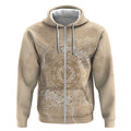 Beige Australia Lizard With Aboriginal Art Zip Hoodie
