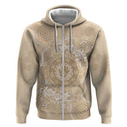 Beige Australia Lizard With Aboriginal Art Zip Hoodie