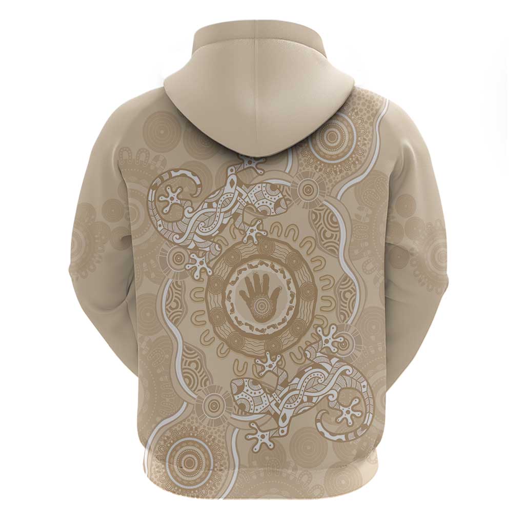 Beige Australia Lizard With Aboriginal Art Zip Hoodie