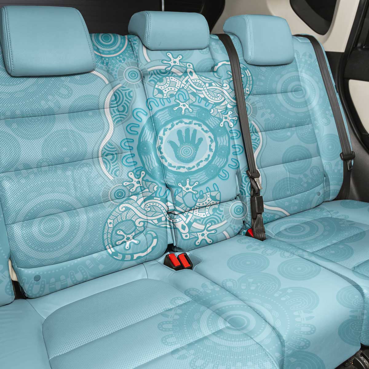 Blue Australia Lizard With Aboriginal Art Back Car Seat Cover