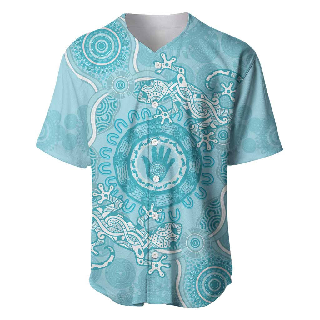 Blue Australia Lizard With Aboriginal Art Baseball Jersey