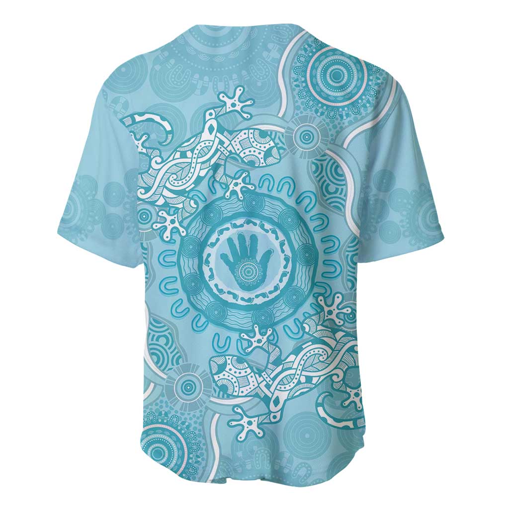 Blue Australia Lizard With Aboriginal Art Baseball Jersey