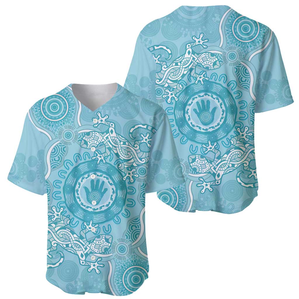 Blue Australia Lizard With Aboriginal Art Baseball Jersey