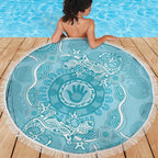 Blue Australia Lizard With Aboriginal Art Beach Blanket
