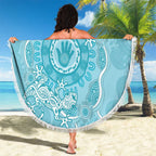 Blue Australia Lizard With Aboriginal Art Beach Blanket