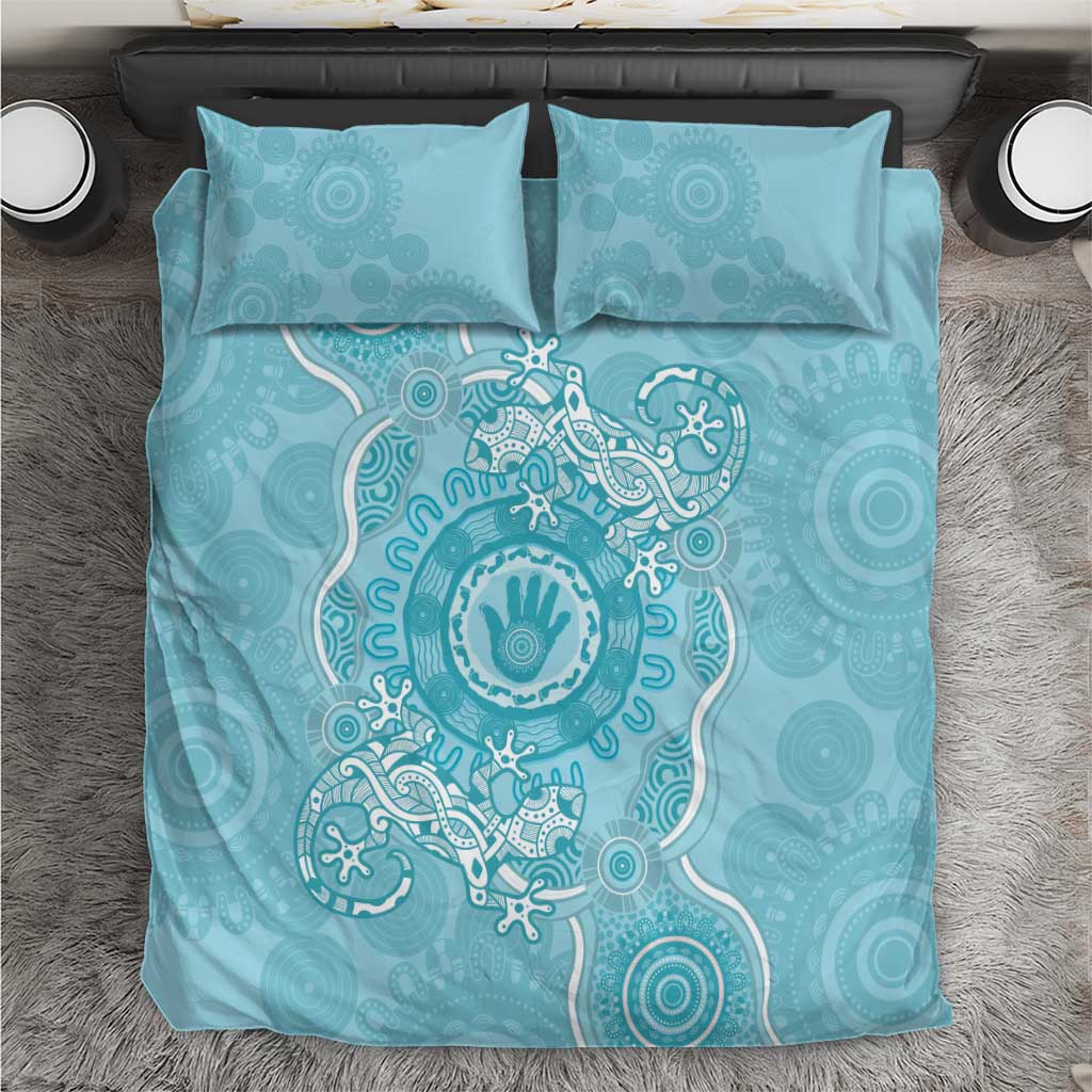 Blue Australia Lizard With Aboriginal Art Bedding Set