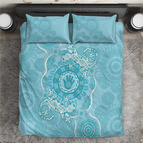 Blue Australia Lizard With Aboriginal Art Bedding Set