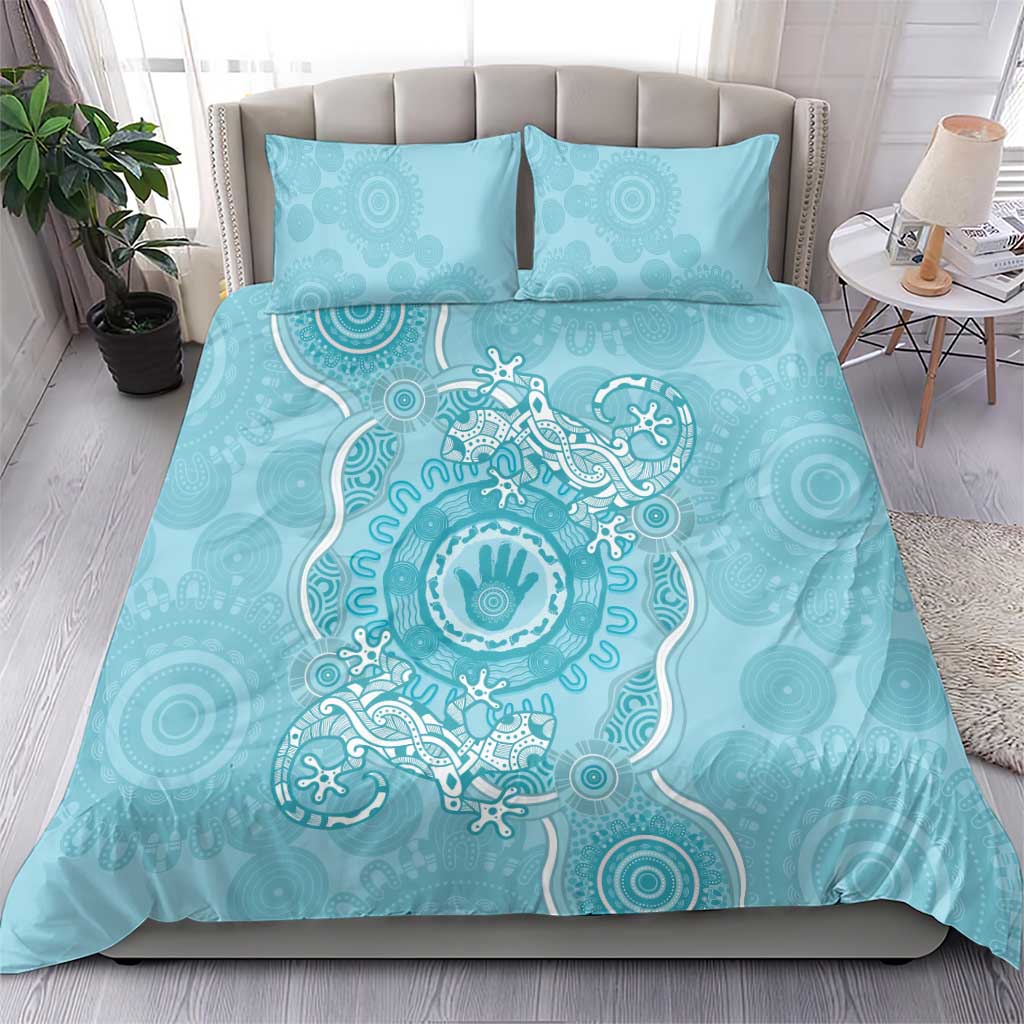 Blue Australia Lizard With Aboriginal Art Bedding Set