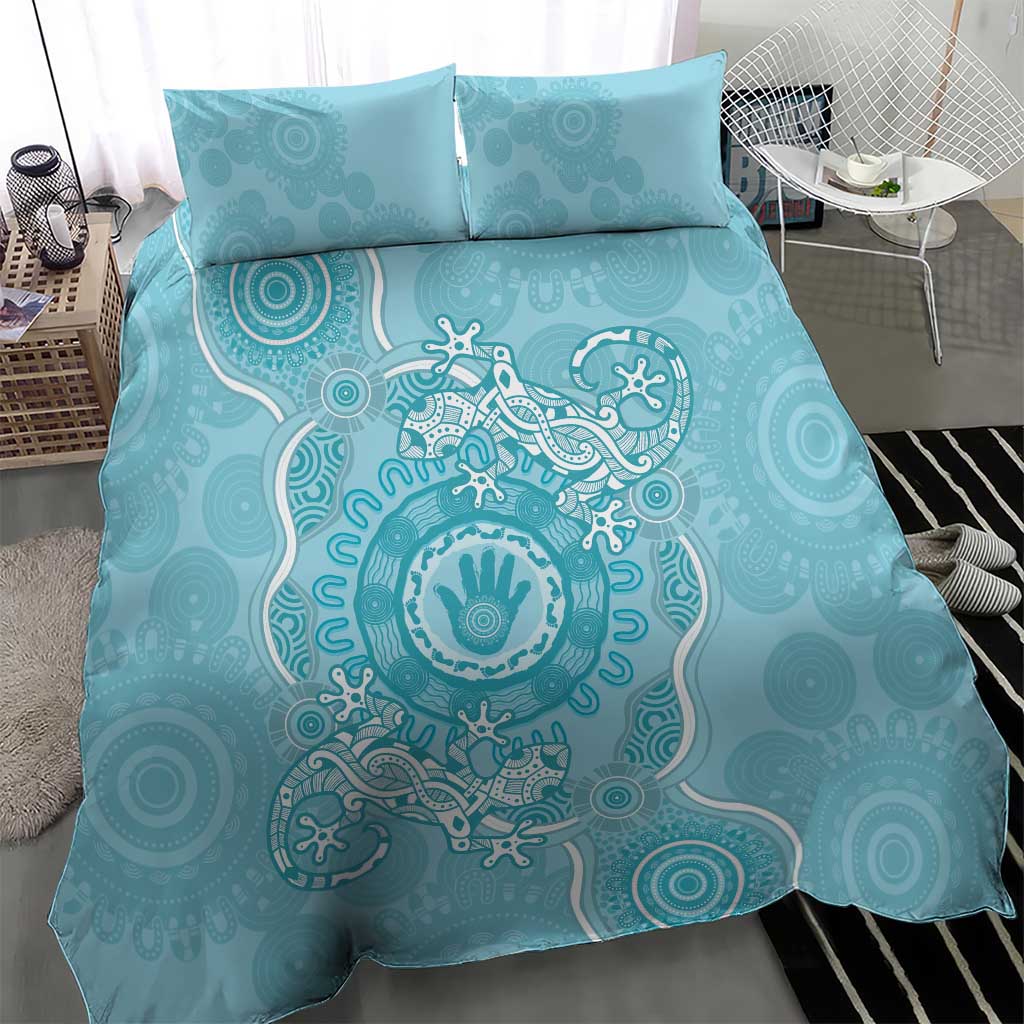 Blue Australia Lizard With Aboriginal Art Bedding Set