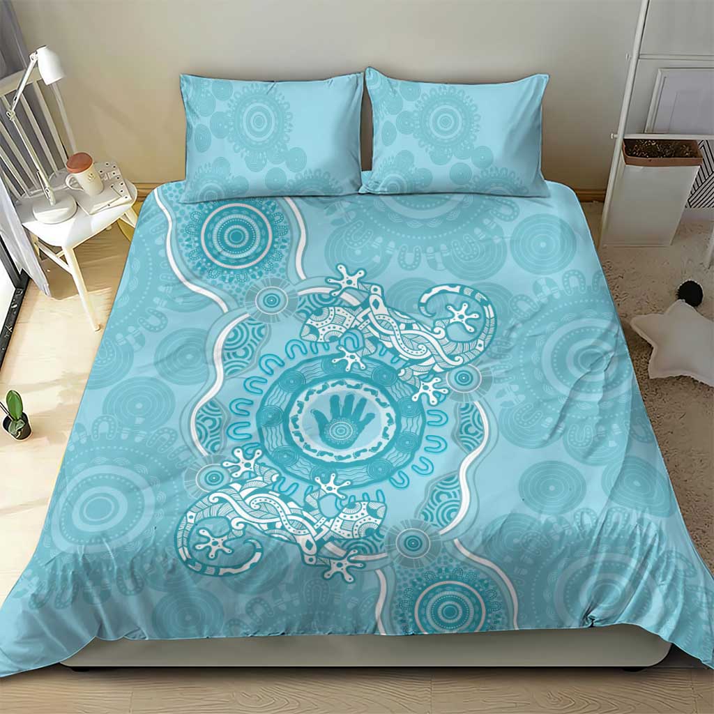 Blue Australia Lizard With Aboriginal Art Bedding Set