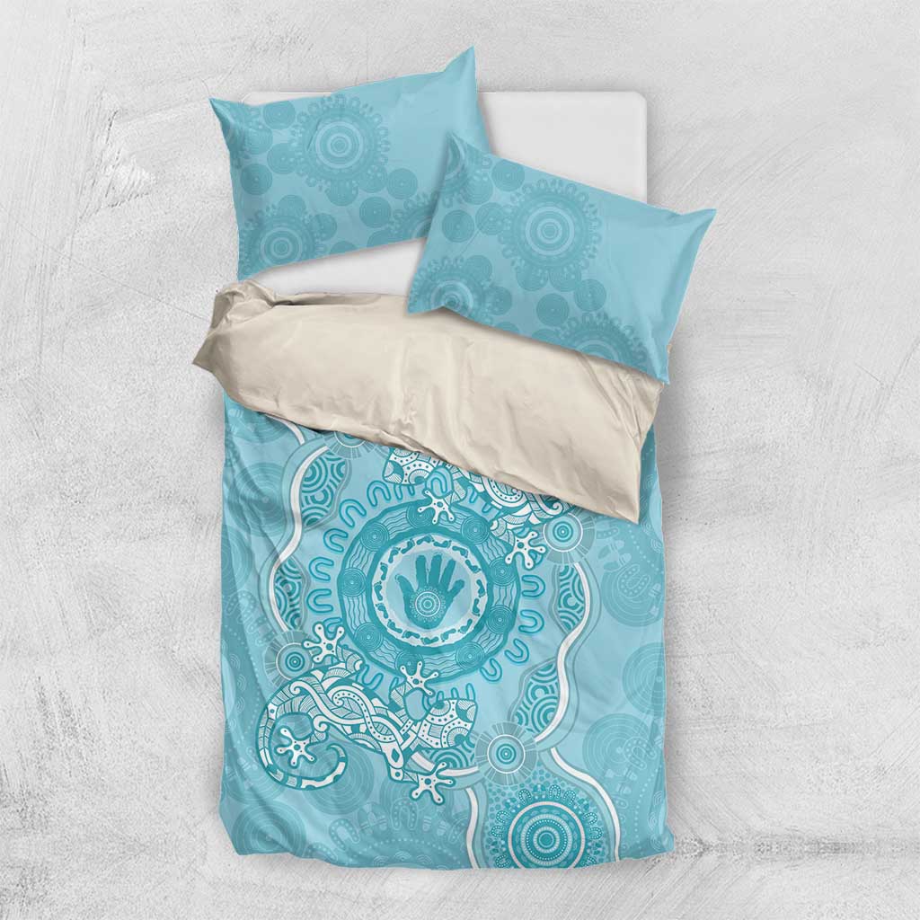 Blue Australia Lizard With Aboriginal Art Bedding Set