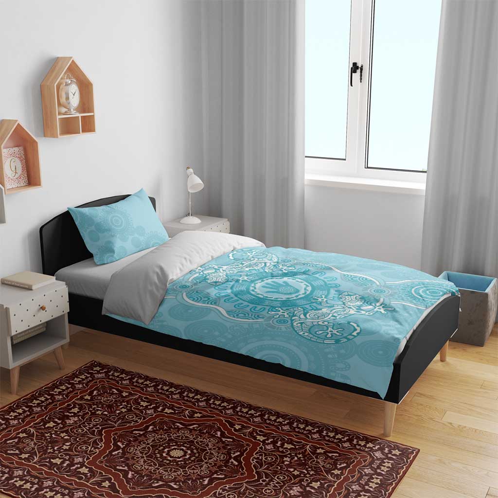 Blue Australia Lizard With Aboriginal Art Bedding Set