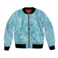 Blue Australia Lizard With Aboriginal Art Bomber Jacket