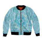 Blue Australia Lizard With Aboriginal Art Bomber Jacket