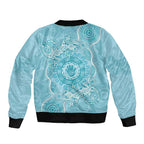 Blue Australia Lizard With Aboriginal Art Bomber Jacket