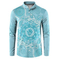 Blue Australia Lizard With Aboriginal Art Button Sweatshirt