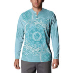 Blue Australia Lizard With Aboriginal Art Button Sweatshirt