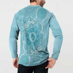 Blue Australia Lizard With Aboriginal Art Button Sweatshirt