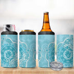 Blue Australia Lizard With Aboriginal Art 4 in 1 Can Cooler Tumbler